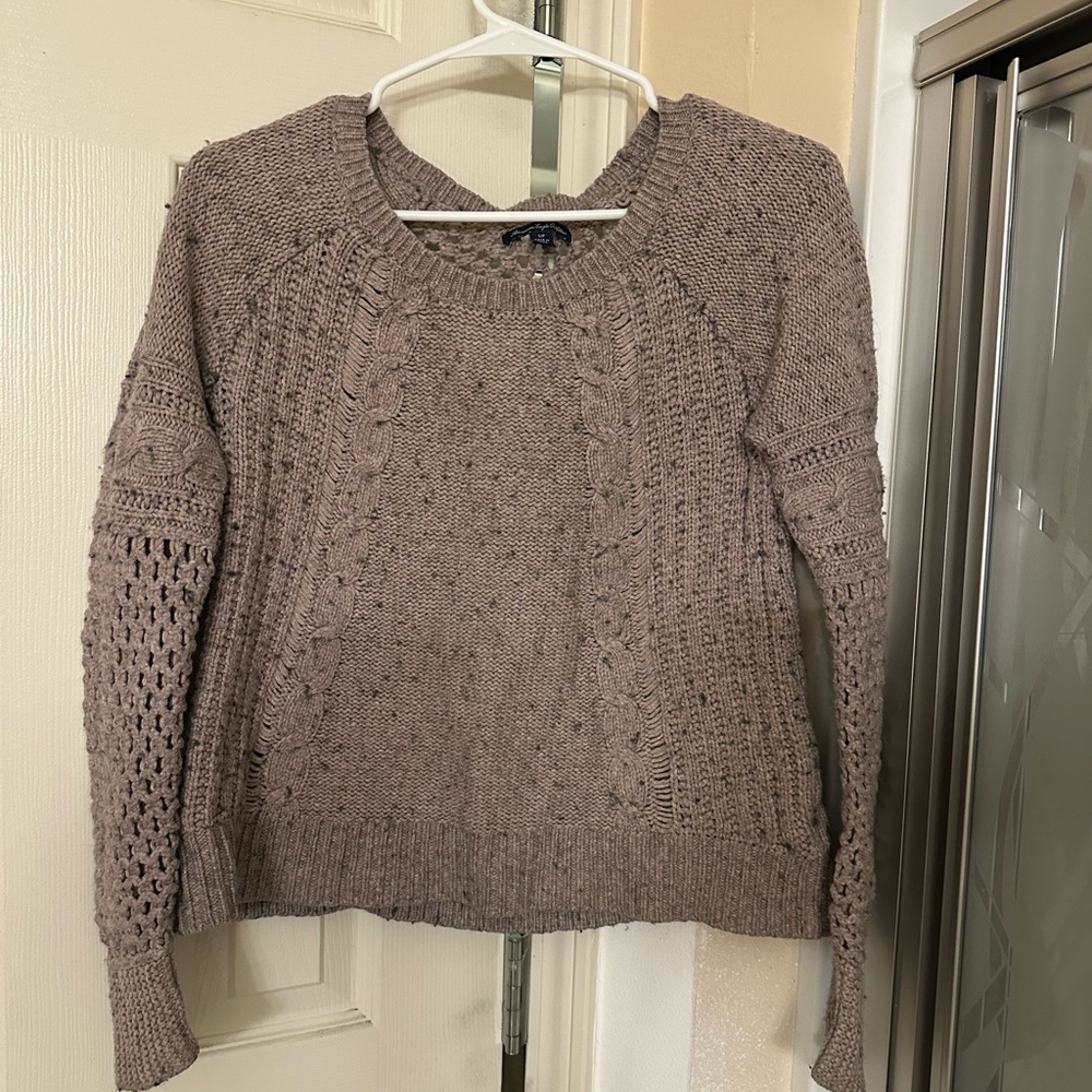 Cozy Taupe Cable Knit Women's Sweater